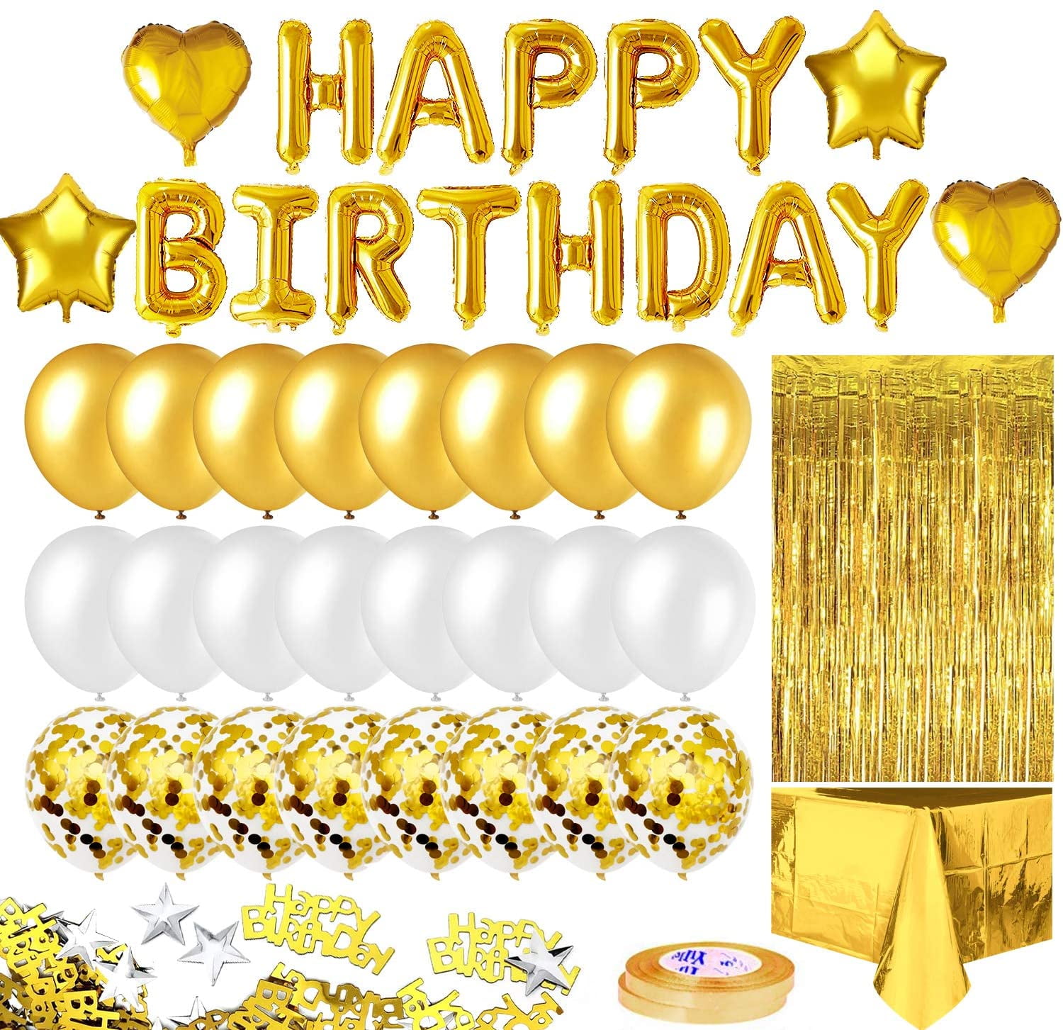 Adorox 16 Inches Happy Birthday Metallic Aluminum Foil Birthday Balloon Banner Gold