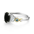 thumbnail image 3 of Gem Stone King 925 Silver and 10K Yellow Gold 3-Stone Ring Oval Black Onyx and Moissanite (2.51 Cttw, Size 7), 3 of 3