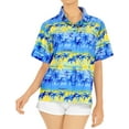 thumbnail image 4 of HAPPY BAY Women's Relaxed Fit Beach Blouses Holidays Short Sleeve Vacation Hawaiian Shirt Button Down Dressy Shirts For Women XL Aloha, Blue, 4 of 5