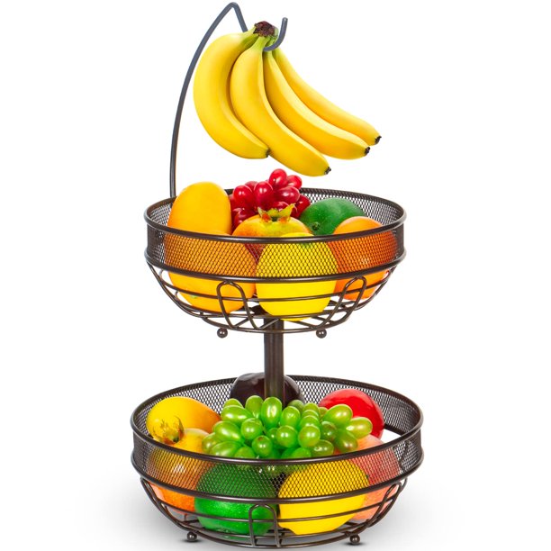 Fruit Basket, Auledio Fruit Bowl 2 Tier Fruit Basket for Kitchen, Fruit