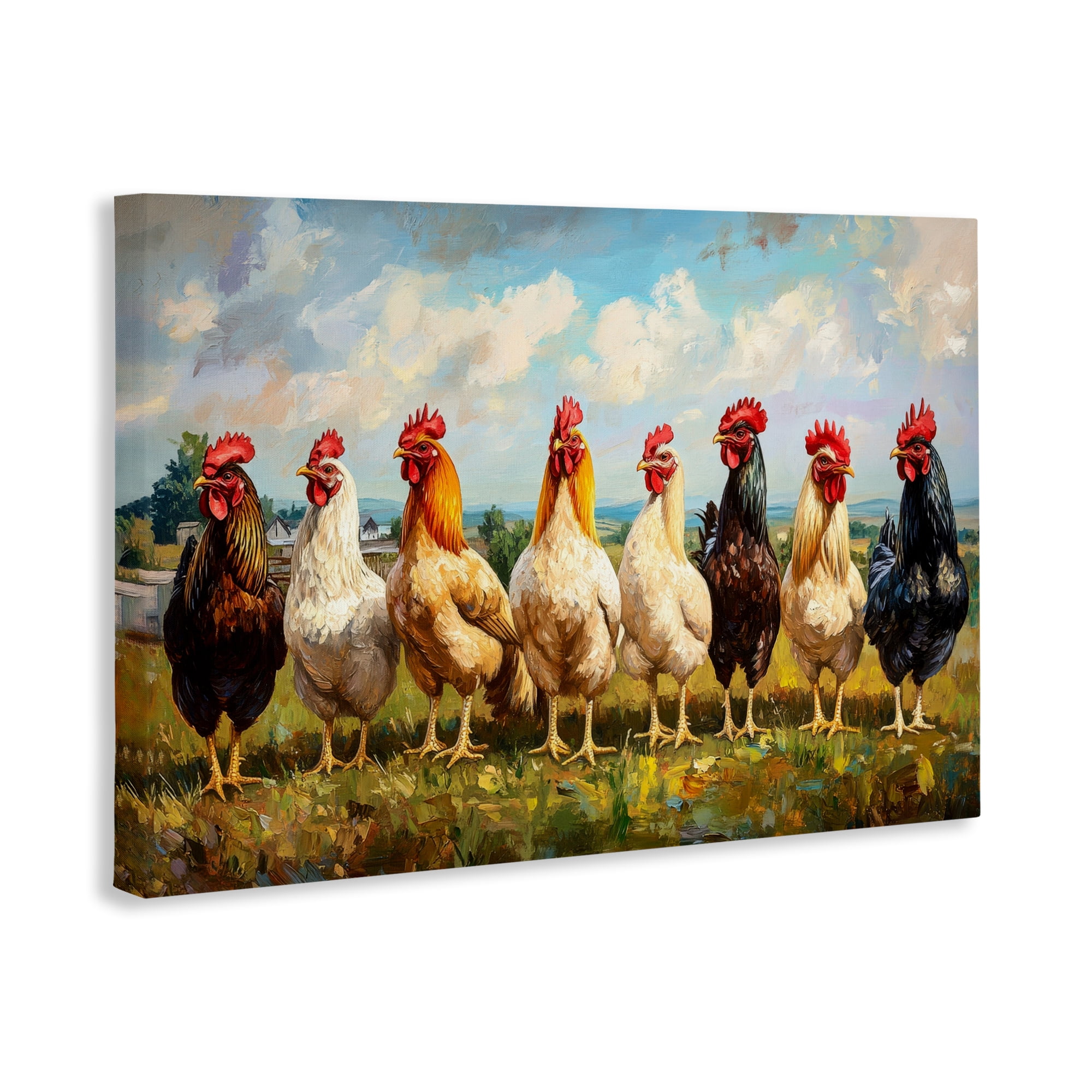 Stupell Industries Chicken Brood on Horizon Canvas Wall Art, design by Petal Prints Design