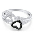 thumbnail image 2 of White & Black Natural Diamond Paw Print Promise Ring 14K White Gold Over Sterling Silver, 2 of 8