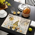 thumbnail image 3 of Yellow Gnomes Placemats Set of 4, Spring Floral Bees Daisy Branches Watercolor Placemats for Dining Table, Place Mats for Kitchen Tabletop, Waterproof Wipeable Dining Table Mats Set, 3 of 9