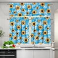 thumbnail image 5 of Blue Sunflower Kitchen Curtains Swag Valance and Tier Curtains Set 36 Inch Length Rod Pocket Drape Panels Pair Curtains for Bathroom/Cafe/Window, 5 of 6