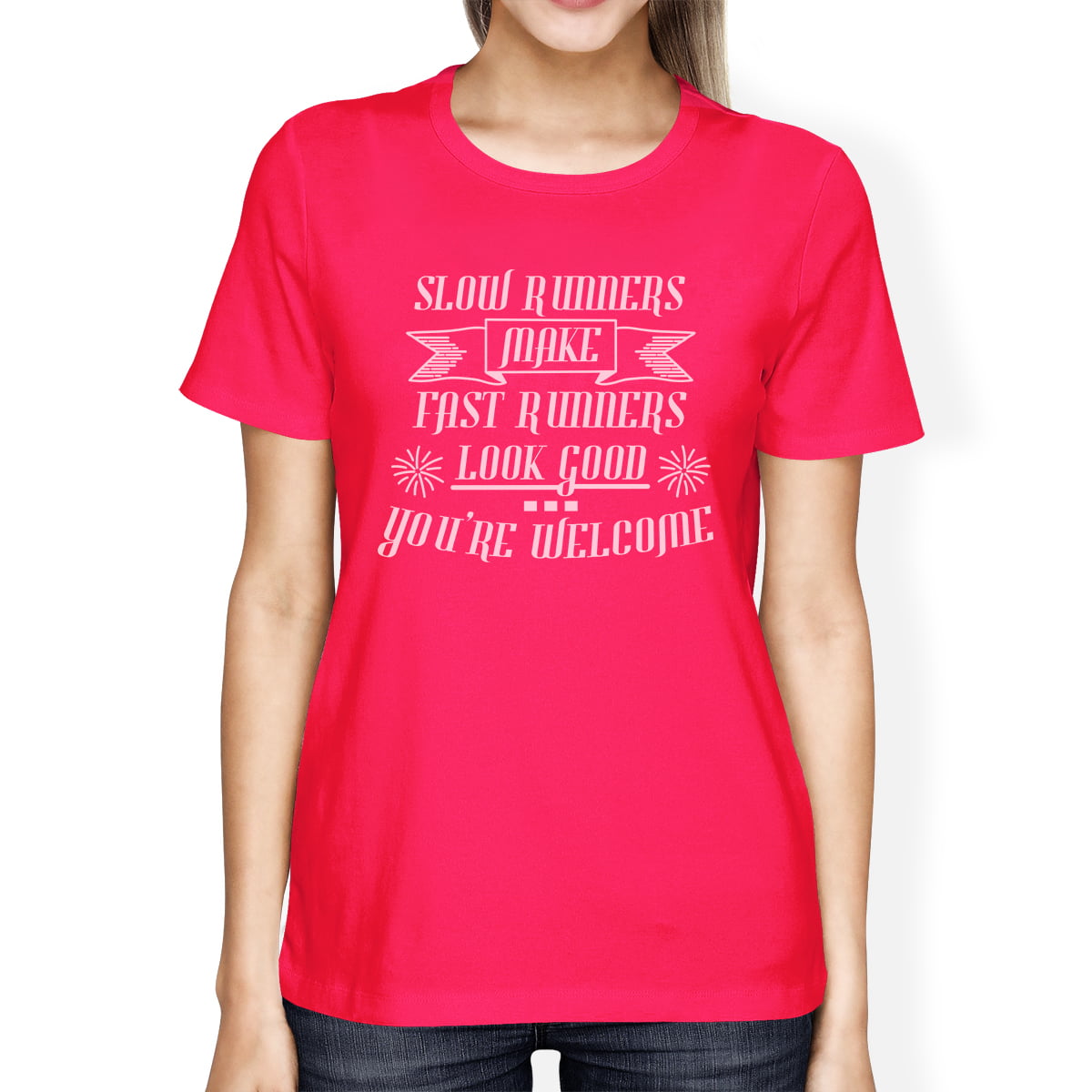Athletic Verdensvindue ært Slow Fast Runners Womens Hot Pink T-Shirt Funny Workout Gift Top -  Walmart.com