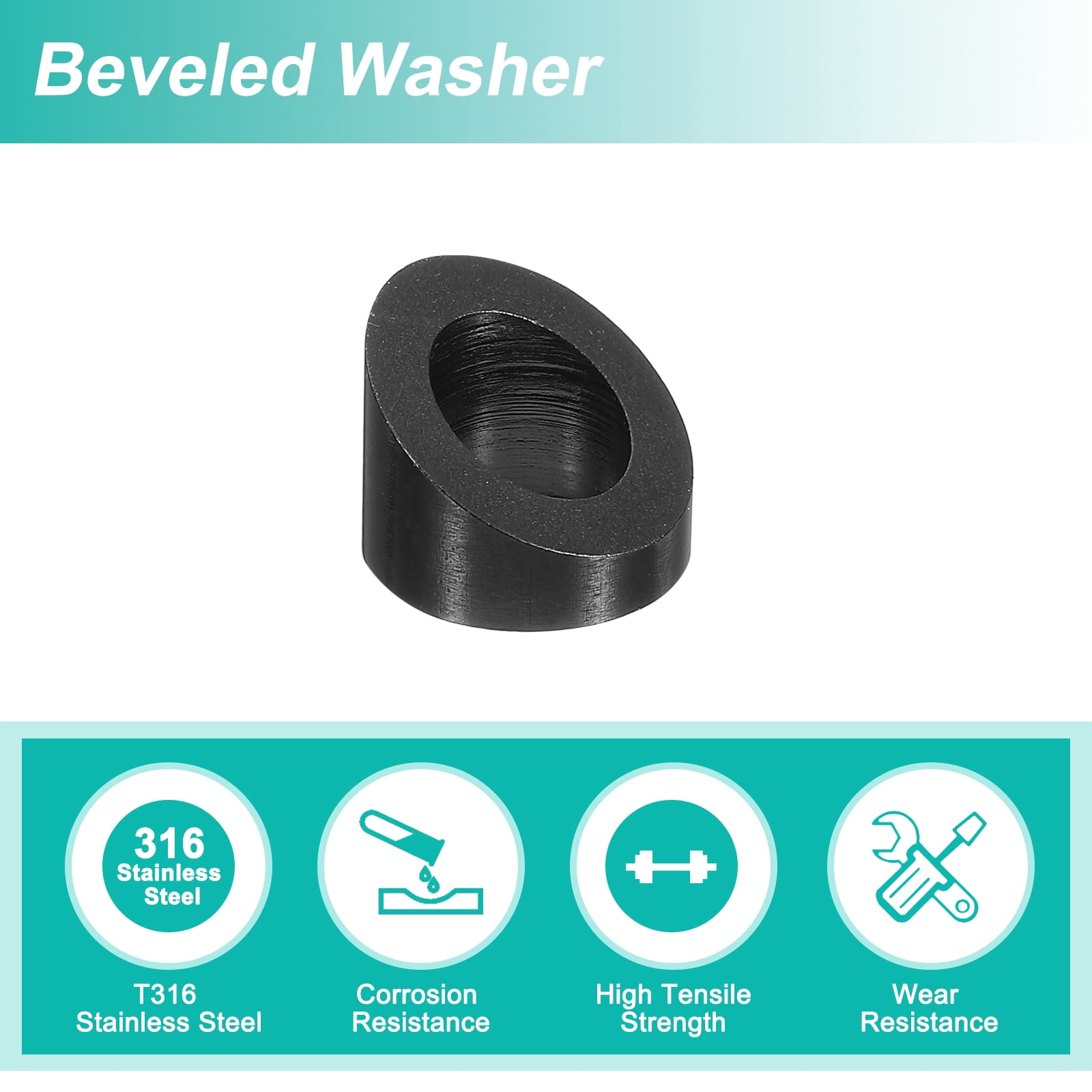 Uxcell 20 Pack 3/8 Inch 30 Degree Angle Beveled Washer, Black