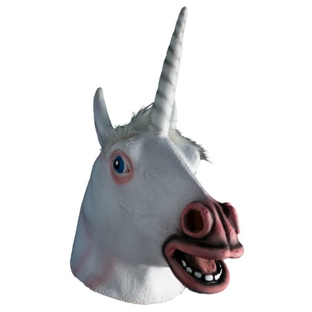 Star Power Magical Unicorn Horse Head Latex Mask, White, One Size