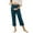 Blue, variant on Women's High Waisted Cotton Linen Blend Maternity Trousers with Integrated Yoga Waistband, Pockets, Over-the-Belly Design for Pregnancy & Lounge