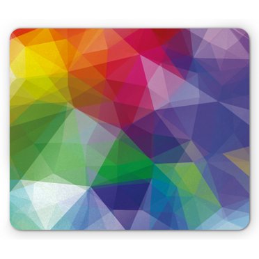 Abstract Mouse Pad, Fractal Hazy Quirky Forms Triangles with Trippy Effects Modern Display, Rectangle Non-Slip Rubber Mousepad, Multicolor, by Ambesonne