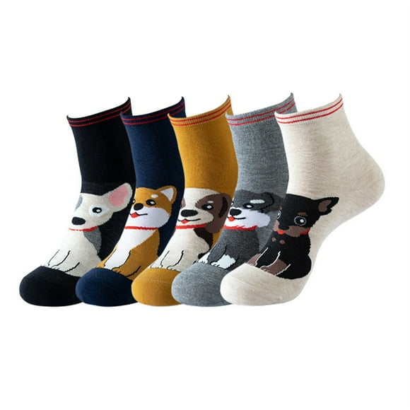 hcuribad Socks for Women, Women's Winter Mid Tube Thick Wool Soft Warm Casual Cartoon Mid Tube Socks 5 Pairs, Thigh High Stockings, Ankle Socks for Women Gray One Size