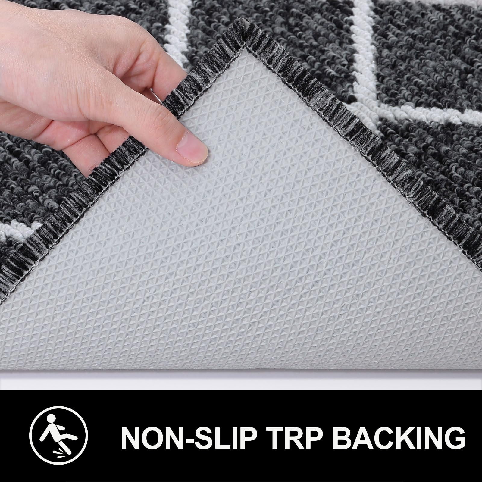 Buganda Indoor Door Mat, 24"x 36", Non Slip Low-Profile Entrance Rug Front Inside Doormats Dirt Trapper Entry Door Rugs for Entryway, Black