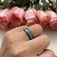 thumbnail image 3 of Wedding Ring Men or Women 6mm Crushed Turquoise Black Tungsten Wedding Band, 3 of 6