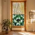 thumbnail image 5 of Window Privacy Film 19.7 x 19.7 Inch Removable Static Cling Tiffany Style Stained Glass Window Film Decorative Double-Sided Floral Window Clings for Home Office Living Room, Green2, 5 of 9