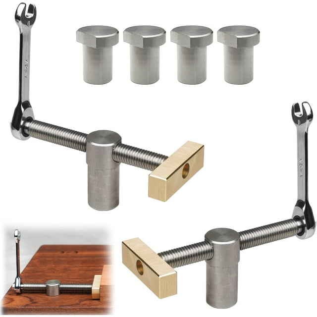 Juego de 2 abrazaderas de tornillo de mesa de carpintero, abrazaderas rápidas para banco de trabajo, clip de escritorio ajustable con 4 perros de banco, herramientas de carpintería