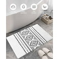 thumbnail image 5 of Shag Bath Rugs Boho Retro Black Geometric Pattern Plush Soft Fluffy Doormat Floor Carpet,Non-Slip Living Room Bedroom Kitchen Entryway Door Mats Tribal Stripes on White, 5 of 6