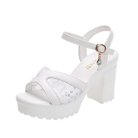 

Fesfesfes Sandles Peep-toe Pump Women s Summer Casual Round-toe Sandals High-heeled Platform Fashion Sandals 4.5(35)