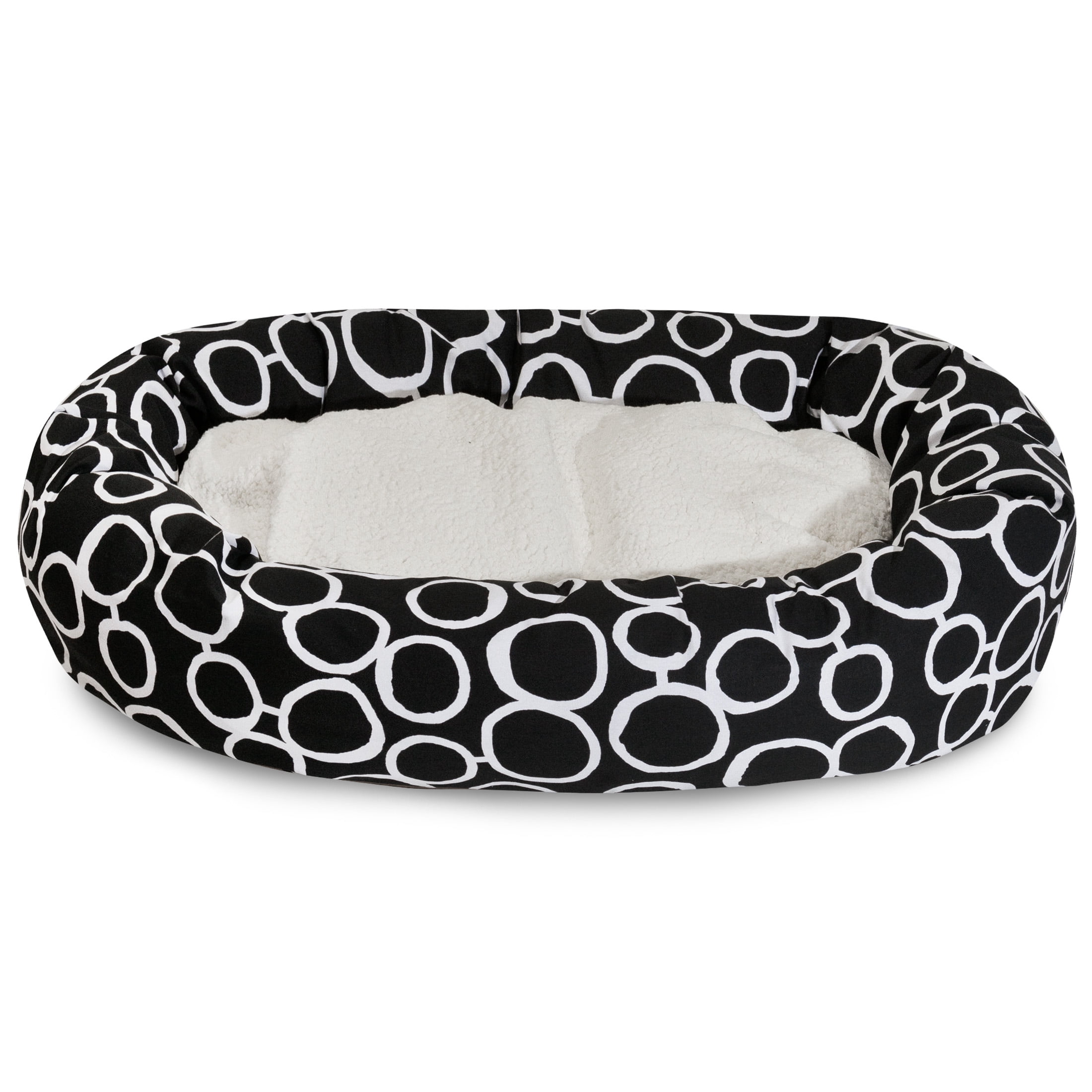 Majestic Pet Sherpa Fusion Bagel Pet Bed for Dogs, Calming Dog Bed Washable, Extra Large, Black