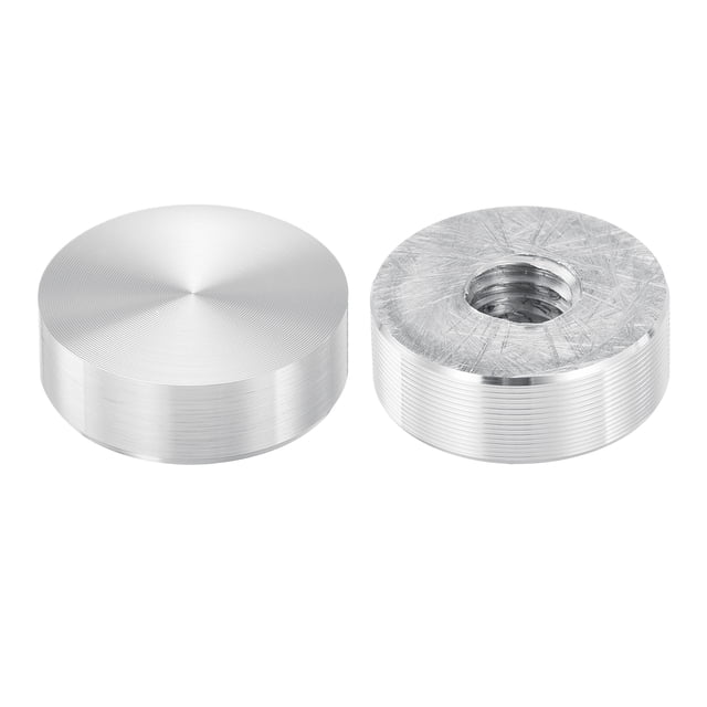 M8 Thread 20mm Diameter Round Shape Aluminum Disc Hardware 2pack, Aluminum Circle Disc Glass Top Adapter, Silver
