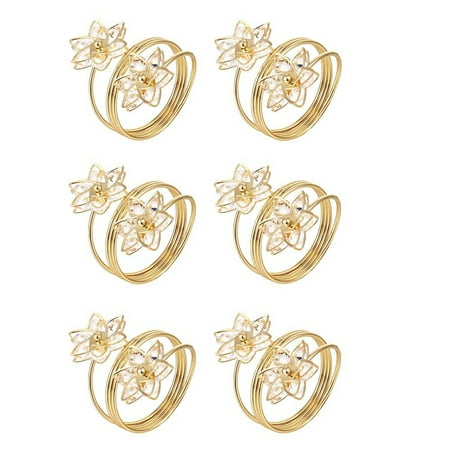 

Napkin Ring Pack of 6 Napkin Buckles Rhinestone Spiral Napkin Holder Metal Table Decoration Napkin Ring for Party