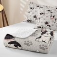 thumbnail image 4 of Manfei Cartoon French Bulldog Twin Quilt Set, Cute Dog Paw Twin Coverlet Set, Light Gray, 2 Pieces, 1 Bedspread and 1 Pillowcase, 4 of 7
