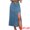 Blue, variant on Women's Long Denim Spring Slit Midi Jean Skirts Large Dark Blue