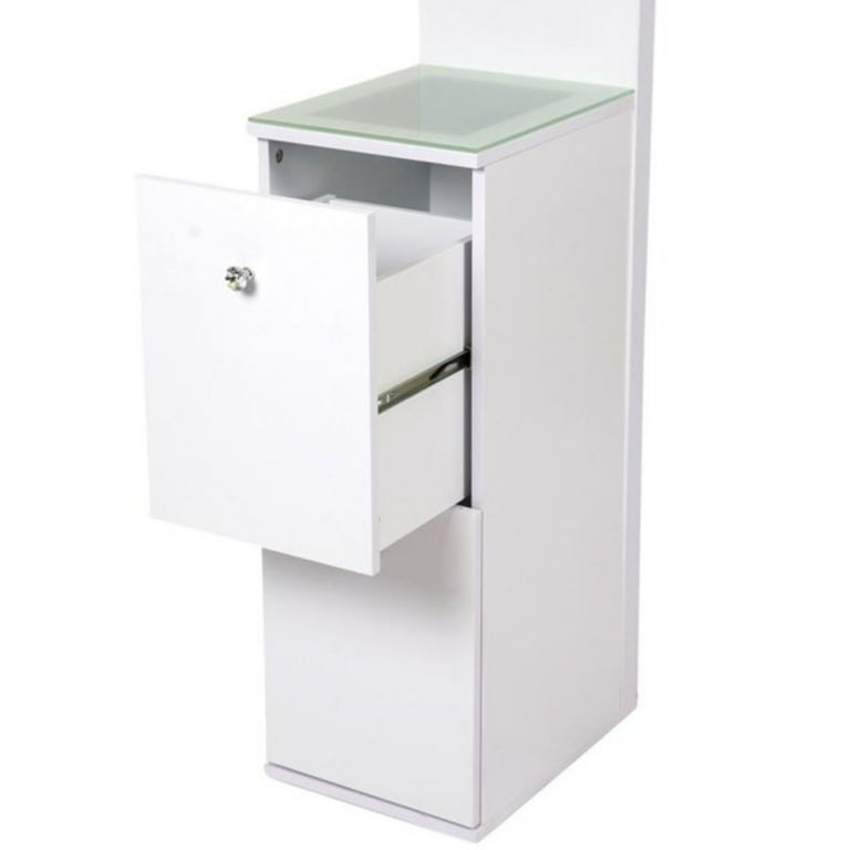 SlayStation 6 Tier Shelves Organizer with Stunning Display, Natalie Mirrored Back Panel Hokku Designs Color: White