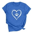 thumbnail image 3 of Felirenzacia Pet Mom's Heart Design Graphic Short Sleeves T Shirt Summer Casual Cotton Pullover Tee Tops for Big and Tall Women Blue,L, 3 of 6