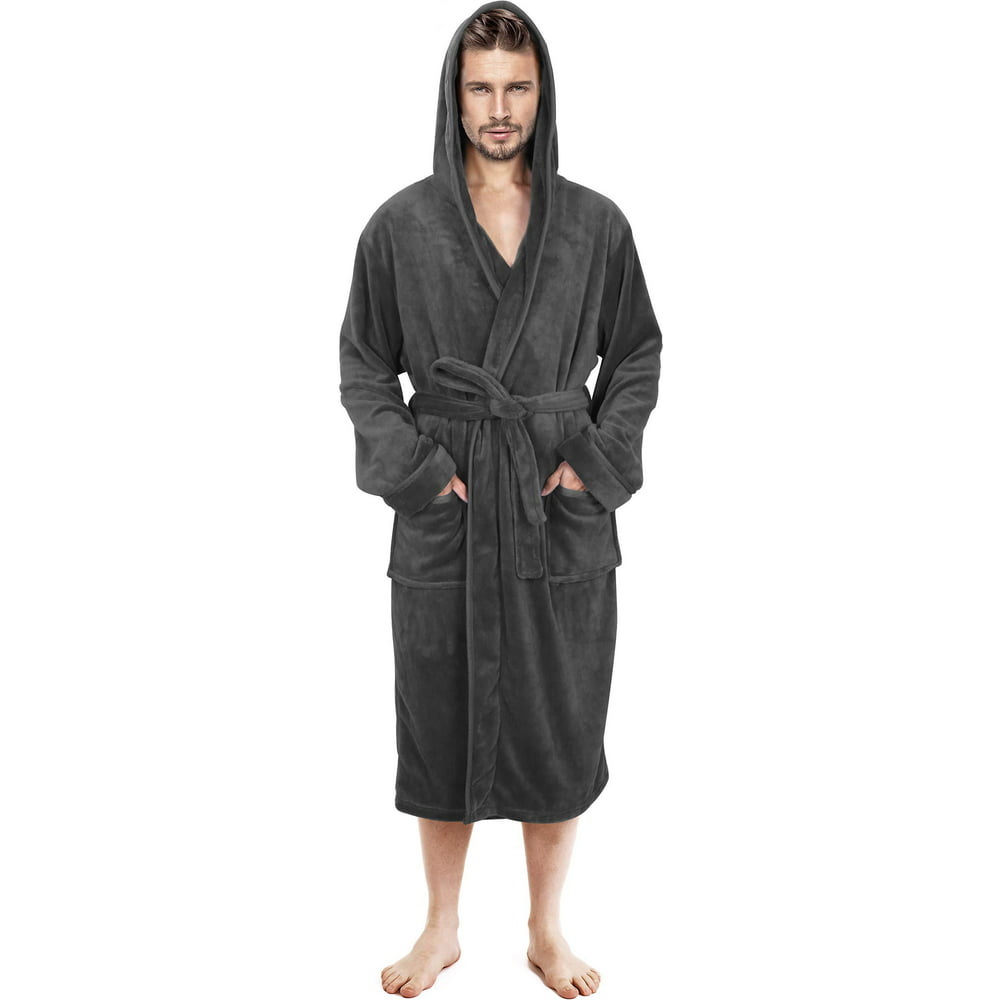 NY Threads - NY Threads Mens Hooded Robe - Plush Long Bathrobes for Men ...