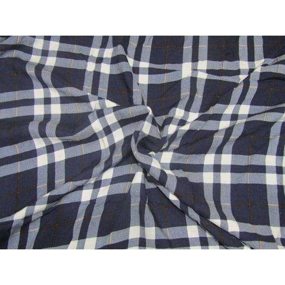100% heavy rayon fabric navy colour plaids 58" wide [10000]