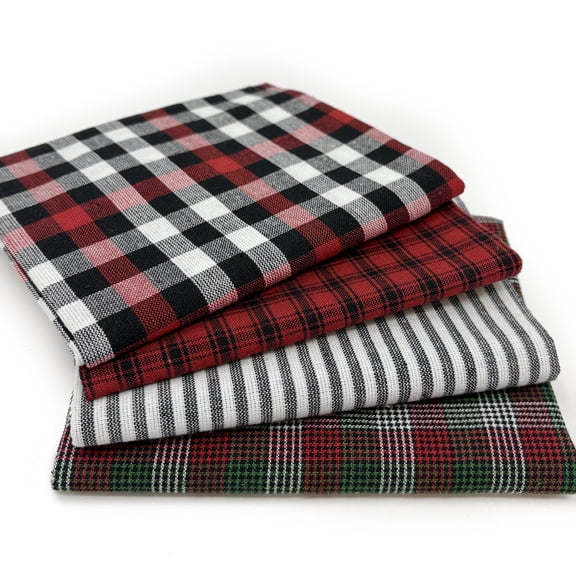 Lodge Red & Black Assorted Homespun Plaid Gingham Homespun Cotton Fabric Bundle - Set of 4 Fat Quarters by JCS