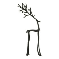 FYHALE Reindeer Statues Imitation Metal Deer Sculpture, Black Reindeer Christmas Decoration, Deer Figurines Tabletop Ornaments for Mantel Fireplace Living Room Bedroom Home Decor (A)