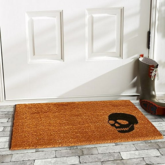 Calloway Mills Black Skull Outdoor Doormat 17" x 29"