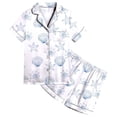thumbnail image 3 of Gaexia Cute Pjs for Girls Preppy Kids Silk Pajamas Short Sleeve Shirts and Short Pants 2 Piece Pajama Set (Teens, White, 12-13 Years), 3 of 6