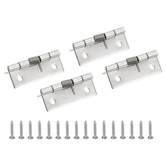 Uxcell 2" Spring Loaded Hinges Self Closing Door Hinges  304 Stainless Steel Small Door Hinges with Screws, 4 Pcs