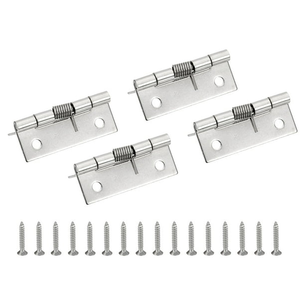 Bisagras de resorte Uxcell, bisagras de puerta de cierre automático de acero inoxidable, bisagras pequeñas para puerta de armario 2" 4