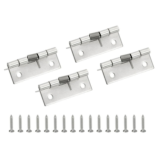 Bisagras de resorte Uxcell, bisagras de puerta de cierre automático de acero inoxidable, bisagras pequeñas para puerta de armario 2" 4
