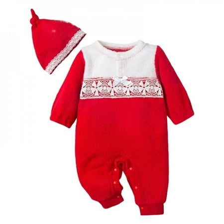 

Newborn Girls Boys Clothes Christmas Baby Trousers Jumpsuit Hat Two-piece Suit
