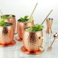 thumbnail image 3 of pg tail bar set, 15-pc /rose color, high grade ss, w/4xmoscow mule mugs, 4xstraws w/cleanser, 4xcoaster, double jigger and double-head stirrer, 3 of 6