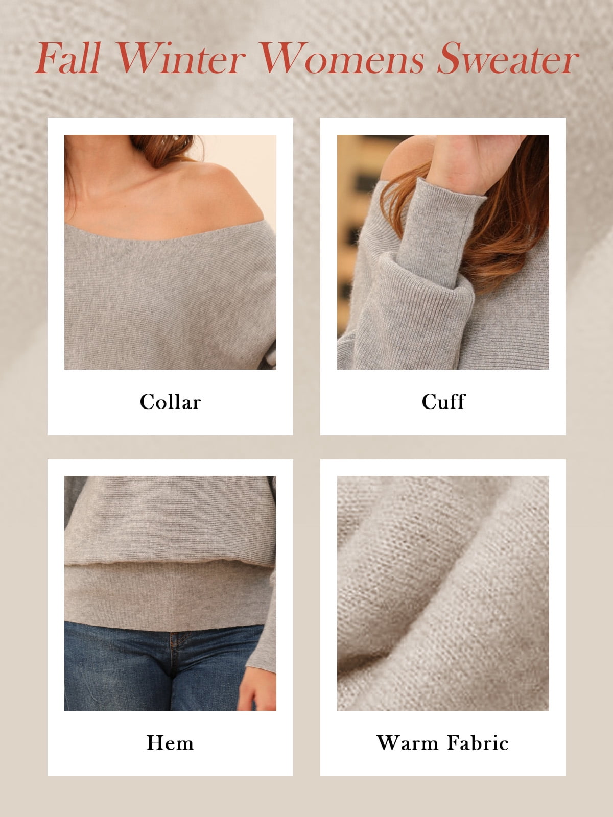 Anygrew Womens Off Shoulder Sweater Pullover Sweater For Women Knit Jumper,Black