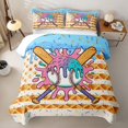 thumbnail image 2 of Homewish Baseball Ice Cream Drip Twin Quilt Set,Waffle Us Flag Twin Coverlet Set,2 Pieces, 2 of 7
