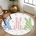 thumbnail image 3 of Easter Rabbit Large Area Rugs for Bedroom Living Room, Soft Non Slip Carpet Bedside Rug, Pink Blue Green Bunny Spring Polka Dots Round Floor Cover Kitchen Accent Rug 6' for Dining Room/Office, 3 of 9