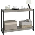 thumbnail image 7 of 40" Farmhouse Console Table, Slatted 2-Tier Entryway Table with Storage Shelf, Grey Sofa Table for Living Room, Hallway, or Foyer, Grey, 7 of 7