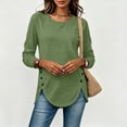 thumbnail image 5 of hotojiny Oversized Tshirts for Women Crewneck Curved Hem Tunic Tees Long Sleeve Loose Basic Tops Fall Pullover(Army Green,Large), 5 of 7