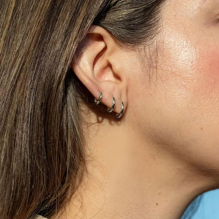 Euphrates Small Hypoallergenic Hoop Earrings, Silver Stainless