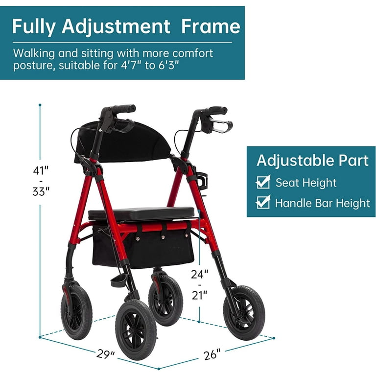 Zler Heavy Duty Walker 400lbsExtra Wide Rollator Walker, 53 OFF