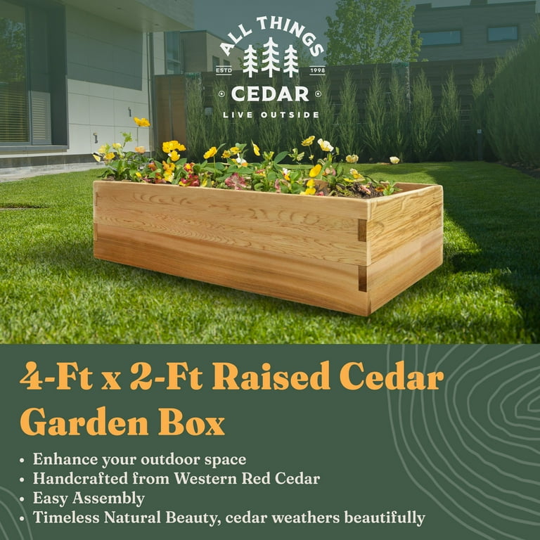 All Things Cedar RG48-2 4-Ft Raised Garden Bed | Expandable