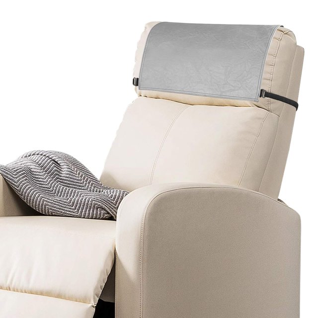 Protector de reposacabezas reclinable SCNK de piel sintética gris claro