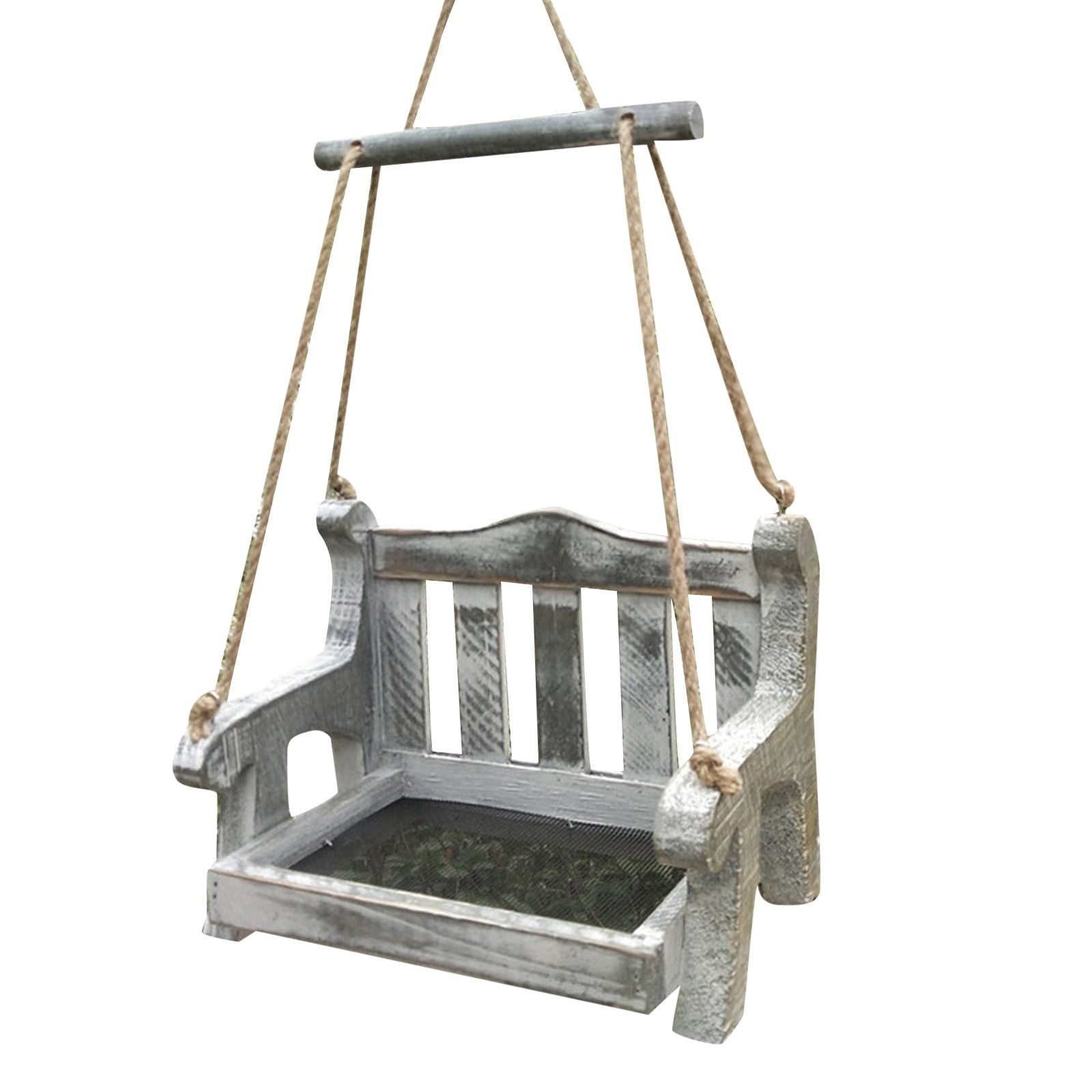 Fridja Wooden Garden Swing Seat Bird Feeder Hanging Swinging Tree