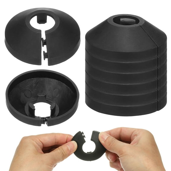 17mm Plumbing Cover Plates, 9 PCS Wall Split Flange Pipe Cover Decoration Escutcheon Plate Collar Flange Water Pipe Cover Decoration PP Plastic for Wall Pipe Tube Hole, Black