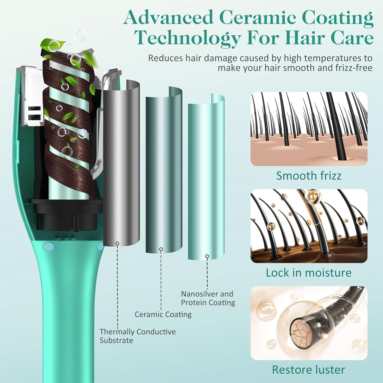 Automatic Hair Curler with Anti-Scald & Anti-Tangle Technology, 1" Rotating Ceramic Barrel with 4 Heat Settings, One-Touch Smart Curling Iron for Beginners